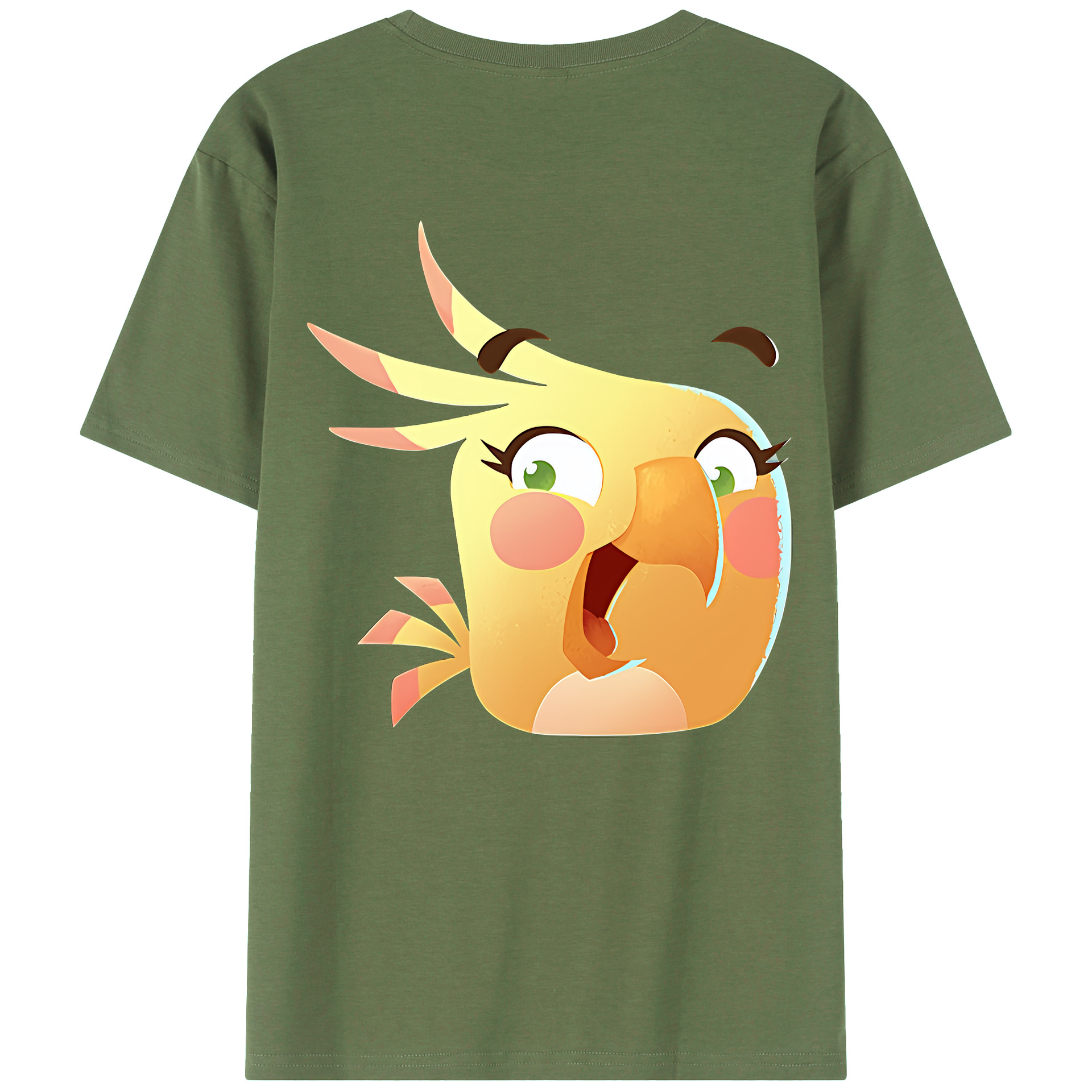 （画像用） Angry Birds アングリーバード 綿100％ メンズ半袖Tシャツ（バックプリント） 通気性